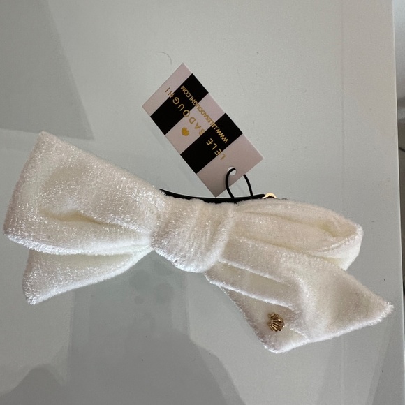LELE SADOUGHI Ivory Velvet Ribbon Bow Tie Barrette